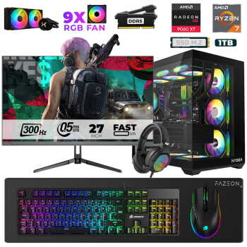 Xaser Star X590 Ryzen 7 7800X3D 32GB Ram 1TB M.2 NVMe SSD 16GB RX9060XT 27