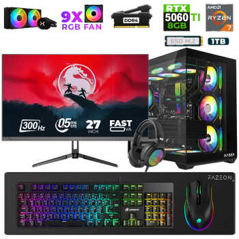 Xaser Star X90 Ryzen 7 5700X 16GB Ram 1TB M.2 NVMe SSD 8GB RTX5060Ti 27