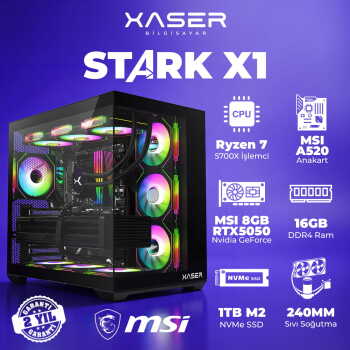 Xaser STARK X1 Ryzen 7 5700X 16GB Ram 1TB M.2 NVMe SSD 8GB RTX5050 Sıvı Soğutmalı Oyuncu Bilgisayarı - Xaser