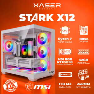 Xaser STARK X12 Ryzen 7 7700X 32GB Ram 1TB M.2 NVMe SSD 8GB RTX5050 Sıvı Soğutmalı Oyuncu Bilgisayarı - Xaser