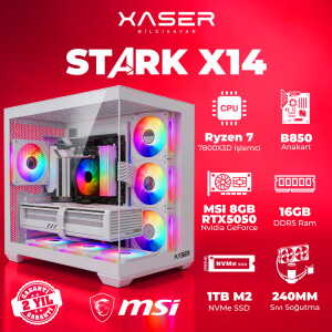 Xaser STARK X14 Ryzen 7 7800X3D 16GB Ram 1TB M.2 NVMe SSD 8GB RTX5050 Sıvı Soğutmalı Oyuncu Bilgisayarı - Xaser