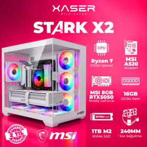 Xaser STARK X2 Ryzen 7 5700X 16GB Ram 1TB M.2 NVMe SSD 8GB RTX5050 Sıvı Soğutmalı Oyuncu Bilgisayarı - Xaser