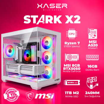 Xaser STARK X2 Ryzen 7 5700X 16GB Ram 1TB M.2 NVMe SSD 8GB RTX5050 Sıvı Soğutmalı Oyuncu Bilgisayarı - Xaser