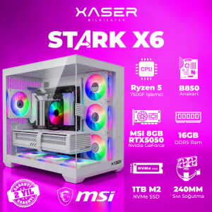 Xaser STARK X6 Ryzen 5 7500F 16GB Ram 1TB M.2 NVMe SSD 8GB RTX5050 Sıvı Soğutmalı Oyuncu Bilgisayarı - Xaser