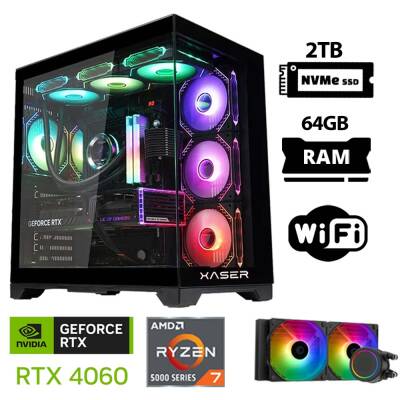 Xaser Sword X32 Pro Ryzen 7 5700X 64GB Ram 2TB M.2 NVMe SSD 8GB RTX4060 Sıvı Soğutmalı Oyuncu Bilgisayarı - 1