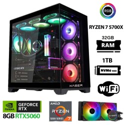 Xaser Sword X50 Ryzen 7 5700X 32GB Ram 1TB M.2 NVMe SSD 8GB RTX5060 Sıvı Soğutmalı Oyuncu Bilgisayarı - 1