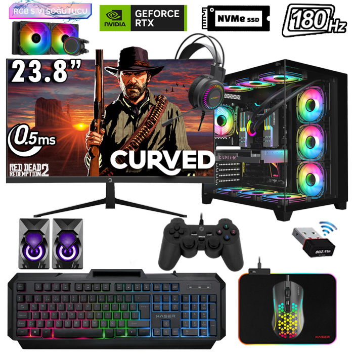 Xaser Sword X51 Ryzen 7 5700X 32GB Ram 1TB M.2 NVMe SSD 8GB RTX5060 Sıvı Soğutmalı 23.8