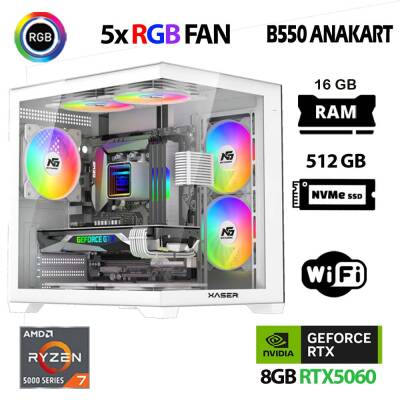 Xaser Sword X60 Eko Ryzen 7 5700X 16GB Ram 512GB M.2 NVMe SSD 8GB RTX5060 Masaüstü Oyuncu Bilgisayarı - 1