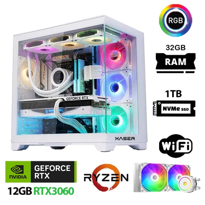 Xaser Sword X80 Ryzen 7 5700X 32GB Ram 1TB M.2 NVMe SSD 12GB RTX3060 Sıvı Soğutmalı Oyuncu Tavsiye Sistem - 1