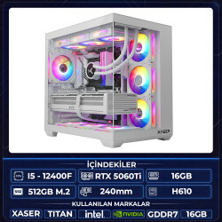 Xaser Thor X20 i5 12400F 16GB Ram 512GB M.2 NVMe SSD 16GB RTX5060Ti Sıvı Soğutmalı Oyuncu Hazır Tavsiye Sistem - Xaser