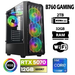 Xaser Thunder x120 i5 14400F 32GB DDR5 Ram 2TB M.2 NVMe SSD 12GB RTX5070 Masaüstü Oyuncu Bilgisayarı - 1