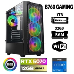 Xaser Thunder x140 i7 14700F 32GB DDR5 Ram 1TB M.2 NVMe SSD 12GB RTX5070 Masaüstü Oyuncu Bilgisayarı - 1