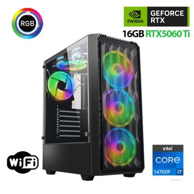 Xaser Thunder x750 i7 14700F 32GB DDR5 Ram 1TB M.2 NVMe SSD 16GB RTX5060 Ti Oyuncu Masaüstü Bilgisayarı - 1