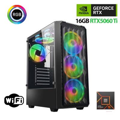 Xaser Thunder x800 Ryzen 5 7500F 16GB DDR5 Ram 1TB M.2 NVMe SSD 16GB RTX5060 Ti Oyuncu Masaüstü Bilgisayarı - 1