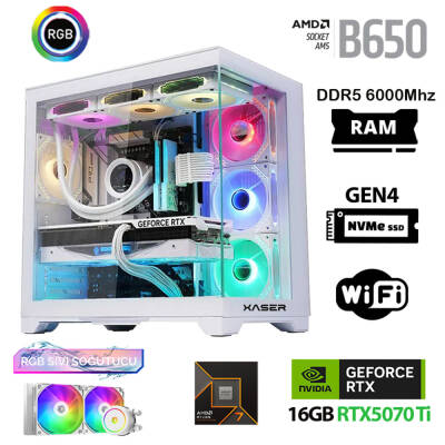 Xaser Velox x130 Ryzen 7 9800X3D 32GB DDR5 Ram 1TB M.2 NVMe SSD 16GB RTX5070Ti Masaüstü Oyuncu Bilgisayarı - 1