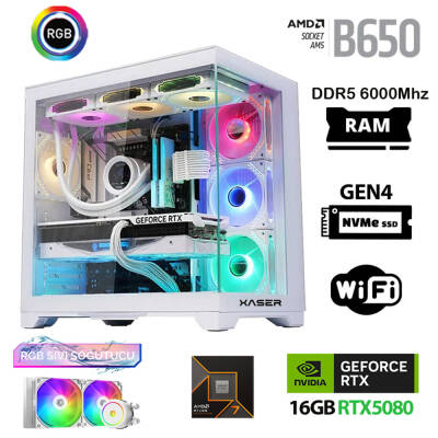 Xaser Velox x180 Ryzen 7 7700 32GB DDR5 Ram 1TB M.2 NVMe SSD 16GB RTX5080 Masaüstü Oyuncu Bilgisayarı - 1