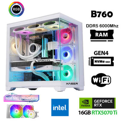 Xaser Velox X340 i7 12700KF 32GB DDR5 Ram 1TB M.2 NVMe SSD 16GB RTX5070Ti Masaüstü Oyuncu Bilgisayarı - 1