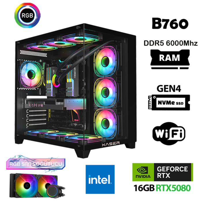 Xaser Velox X430 i7 14700f 64GB DDR5 Ram 2TB M.2 NVMe SSD 16GB RTX5080 Oyuncu Tavsiye Sistem - 1