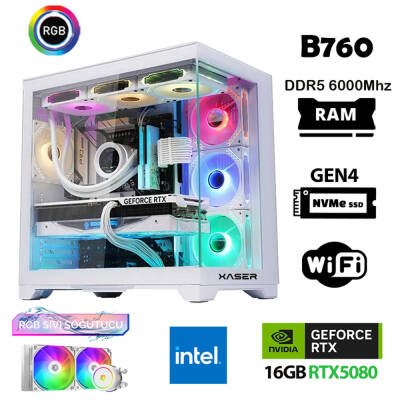 Xaser Velox X440 i7 14700f 64GB DDR5 Ram 2TB M.2 NVMe SSD 16GB RTX5080 Masaüstü Oyuncu Bilgisayarı - 1