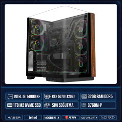 Xaser WOODEN X230 i9 14900KF 32GB DDR5 Ram 1TB M.2 NVMe SSD 12GB RTX5070 Sıvı Soğutmalı Masaüstü Oyuncu OEM Bilgisayar - Xaser