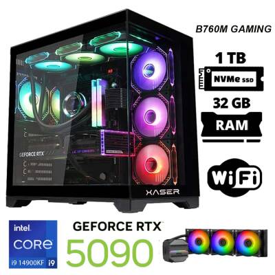 Xaser X100 i9 14900KF 32GB DDR5 Ram 1TB M.2 NVMe SSD 32GB RTX5090 Masaüstü Oyuncu Bilgisayarı - 1
