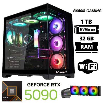Xaser X101 Ryzen 7 9800X3D 32GB DDR5 Ram 1TB M.2 NVMe SSD 32GB RTX5090 Masaüstü Oyuncu Bilgisayarı - 1