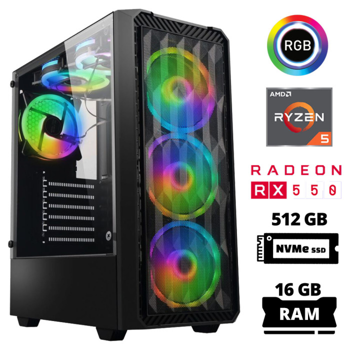 Xaser Xsr1025 Ryzen 5 3600 16GB Ram 512GB M.2 NVMe SSD 4GB RX550 Oyun Hazır Sistem - 1