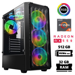 Xaser Xsr1026 Ryzen 5 3600 32GB Ram 512GB M.2 NVMe SSD 4GB RX550 Oyuncu Masaüstü Bilgisayarı - Xaser