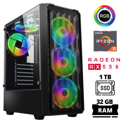 Xaser Xsr1028 Ryzen 5 3600 32GB Ram 1TB SSD 4GB RX550 Oyuncu Masaüstü Bilgisayarı - 1