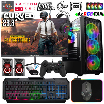 Xaser Xsr1031 Ryzen 5 3600 16GB Ram 1TB SSD 4GB RX550 23.8 100Hz Curved Oyun Hazır Sistem - Xaser