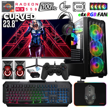 Xaser Xsr1032 Ryzen 5 3600 32GB Ram 1TB SSD 4GB RX550 23.8 100Hz Curved Oyun Hazır Sistem - Xaser