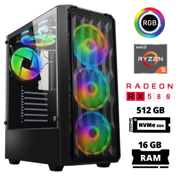 Xaser Xsr1033 Ryzen 5 3600 16GB Ram 512GB M.2 NVMe SSD 8GB RX580 Oyun Hazır Sistem - Xaser