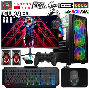 Xaser Xsr1037 Ryzen 5 3600 16GB Ram 512GB M.2 NVMe SSD 8GB RX580 23.8 100Hz Curved Oyun Hazır Sistem - Xaser