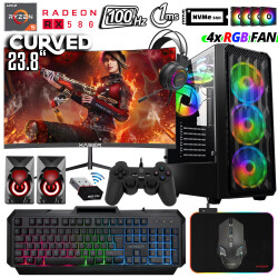 Xaser Xsr1038 Ryzen 5 3600 32GB Ram 512GB M.2 NVMe SSD 8GB RX580 23.8 100Hz Curved Oyun Hazır Sistem - Xaser