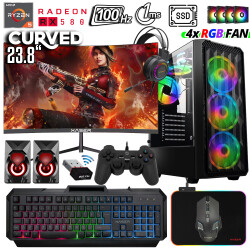 Xaser Xsr1039 Ryzen 5 3600 16GB Ram 1TB SSD 8GB RX580 23.8 100Hz Curved Oyun Hazır Sistem - Xaser