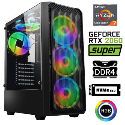 Xaser Xsr1054 Ryzen 7 5700x 32GB Ram 1TB M.2 NVMe SSD 8GB RTX2060 SUPER Masaüstü Oyuncu Bilgisayarı - 1