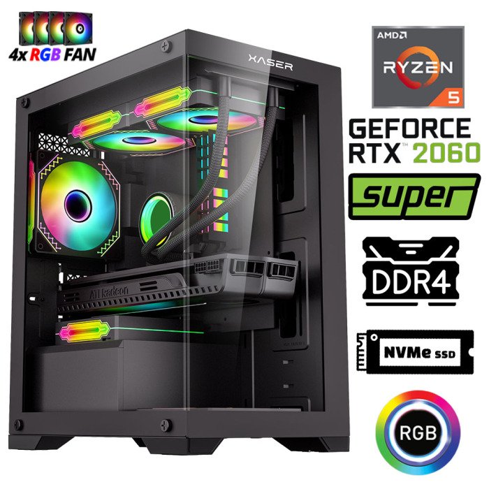 Xaser Xsr1077 Ryzen 5 3600 32GB Ram 1TB M.2 NVMe SSD 8GB RTX2060 SUPER Oyun Hazır Sistem - 1