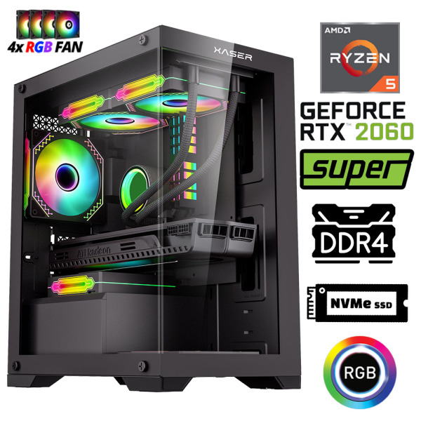Xaser Xsr1078 Ryzen 5 3600 32GB Ram 512GB M.2 NVMe SSD 8GB RTX2060 SUPER 23.8