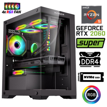 Xaser Xsr1078 Ryzen 5 3600 32GB Ram 512GB M.2 NVMe SSD 8GB RTX2060 SUPER 23.8