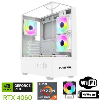 Xaser Xsr1095 Ryzen 7 5700X 32GB Ram 1TB M.2 NVMe SSD 8GB RTX4060 Beyaz Oyun Hazır Sistem - 1