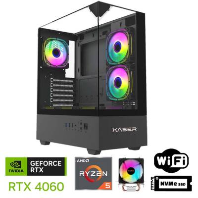 Xaser Xsr1096 Ryzen 5 8400F 32GB DDR5 Ram 1TB M.2 NVMe SSD 8GB RTX4060 Oyuncu Masaüstü Bilgisayarı - 1