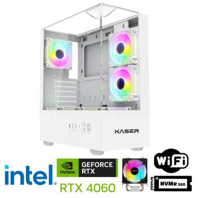 Xaser Xsr1103 i5 14400F 32GB DDR5 Ram 1TB M.2 NVMe SSD 8GB RTX4060 Beyaz Oyuncu Masaüstü Bilgisayarı - 1