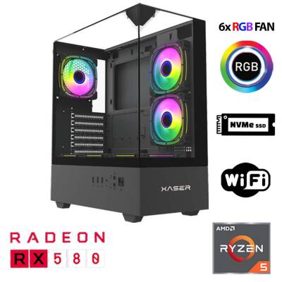 Xaser Xsr1111 Ryzen 5 5600 32GB Ram 1TB M.2 NVMe SSD 8GB RX580 Oyuncu Masaüstü Bilgisayarı - 1