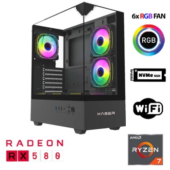 Xaser Xsr1112 Ryzen 7 5700X 32GB Ram 1TB M.2 NVMe SSD 8GB RX580 Oyun Hazır Sistem - Xaser