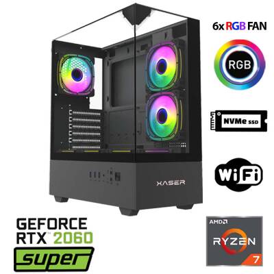 Xaser Xsr1114 Ryzen 7 5700X 32GB Ram 1TB M.2 NVMe SSD 8GB RTX2060 SUPER Oyuncu Masaüstü Bilgisayarı - 1
