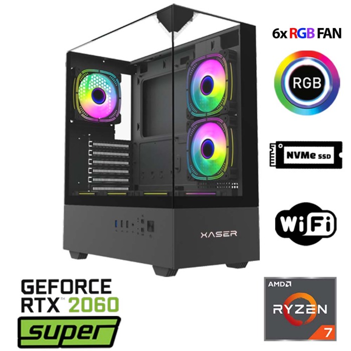Xaser Xsr1114 Ryzen 7 5700X 32GB Ram 1TB M.2 NVMe SSD 8GB RTX2060 SUPER Oyun Hazır Sistem - 1