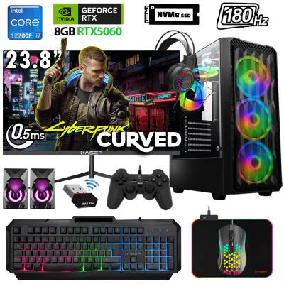 Xaser Xsr1130 i7 12700F 32GB Ram 2TB M.2 NVMe SSD 8GB RTX5060 23.8