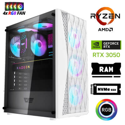 Xaser Xsr1197 Ryzen 5 5500 32GB Ram 1TB M.2 NVMe SSD 6GB RTX3050 Masaüstü Oyuncu Bilgisayarı - 1