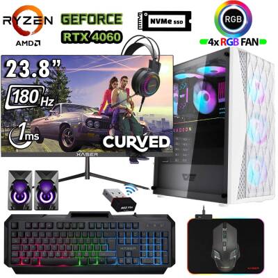 Xaser Xsr1204 Ryzen 7 5700x 32GB Ram 1TB M.2 NVMe SSD 8GB RTX4060 23.8