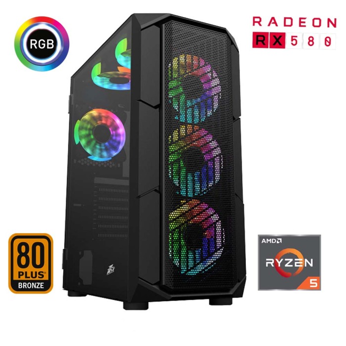 Xaser Xsr450 Ryzen 5 3600 16GB Ram 512GB M.2 NVMe SSD 8GB RX580 Ekran Kartı Oyun Hazır Sistem - 1